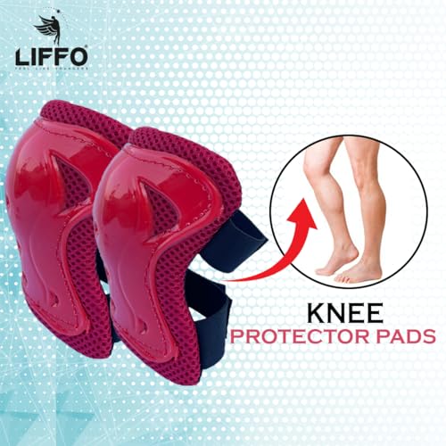 Image of Liffo Skating Guard Skating Kit Protective Skating Guard Kit for Skating, Cycling, Running for Kids,Boys,Girls,Men & Women (HSG) (HP-Red, M)