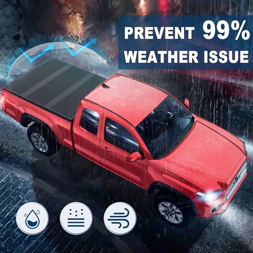 MOSTPLUS Fiberglass Tri Fold Hard Truck Bed Tonneau Cover Compatible for 2017-2025 Honda Ridgeline 3 Folding 5FT