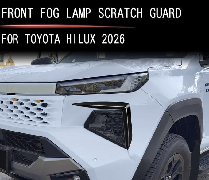 2PCS Front Fog Light Trim Cover for Toyota Hilux 2026, Fog Lamp Eyebrow Eyelids Cover Frame Blade Trim Accessories (Black)