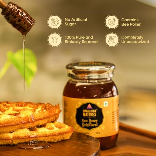 Image of Himalayan Natives Multifloral raw honey | 100% Natural Honey | 100% Pure And Natural Raw Honey, 350 g