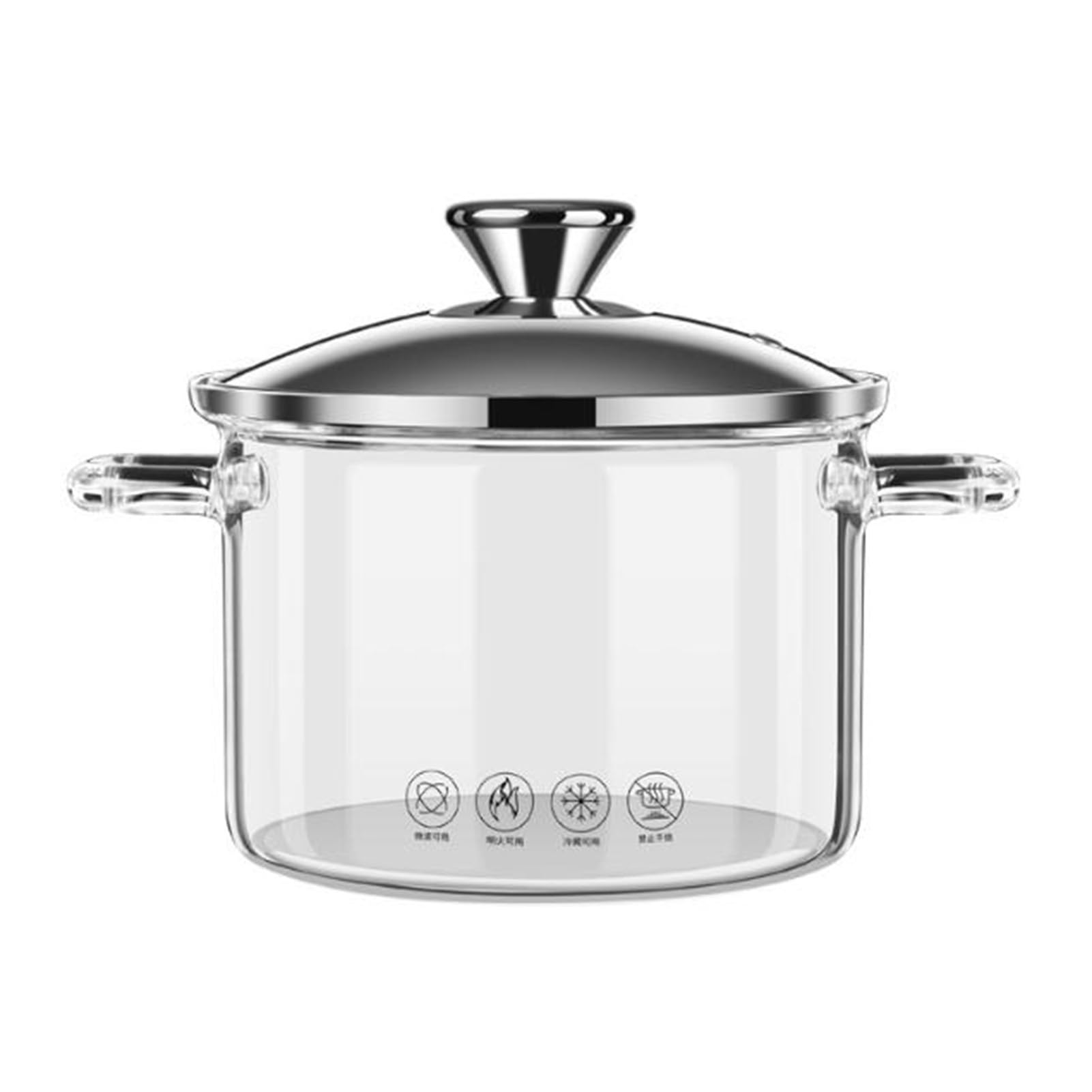 Glastopf for Kochen, hitzebeständiger Suppentopf, transparenter Auflauf | Suppenschüssel mit Deckel , Glastöpfe for Suppe, Milch, Nudeln(1.8L)