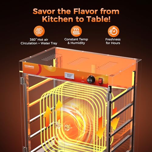 133Qt 5-Tier 900W Commercial Food Warmer with 304 Blued Stainless Steel Heating Element, 5MM Double-Tempered Glass Door, Adjustable Shelves, Electric Catering Hot Box Countertop Heated Holding Cabinet