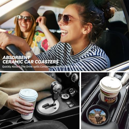 Portavasos para carro 2 piezas absorbente cerámico 2.56" miniatura 7