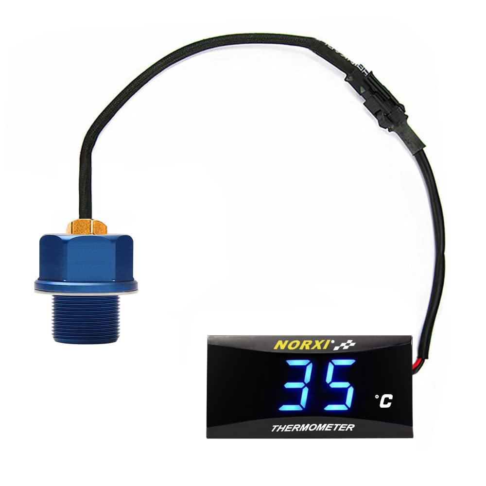 Termometro digitale per la temperatura dell'olio della moto, misuratore elettronico della temperatura dell'olio con adattatore sensore di temperatura (Blu, M20X1.0)