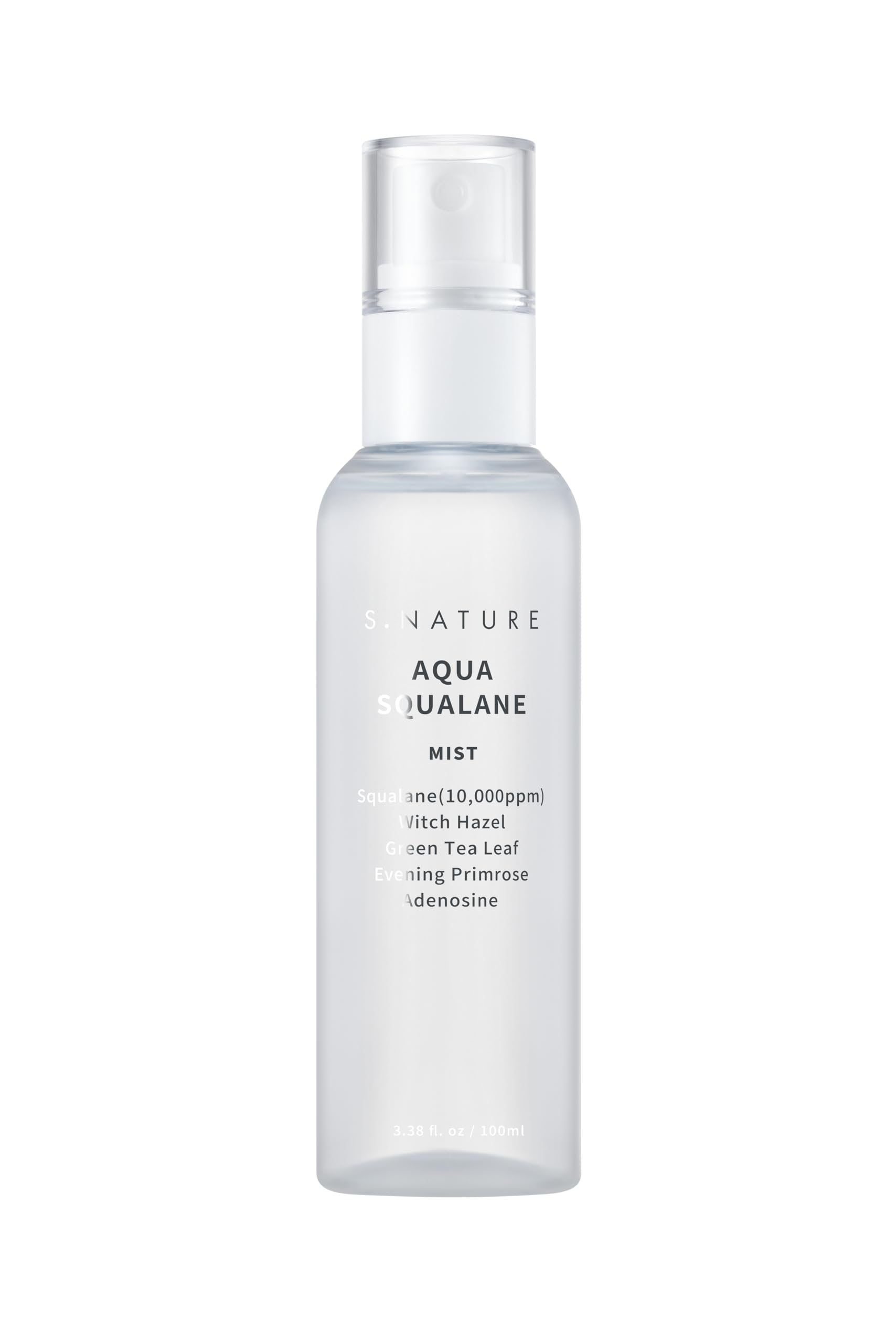 S.NATURE AQUA SQUALANE MIST, Vegan, Face Spray, Light-weight Face Moisturizer, Hydrating Mist for Glow Skin, Green Tea Extract for soothe skin, Korean Skincare (100ml, 3.38 fl oz.)