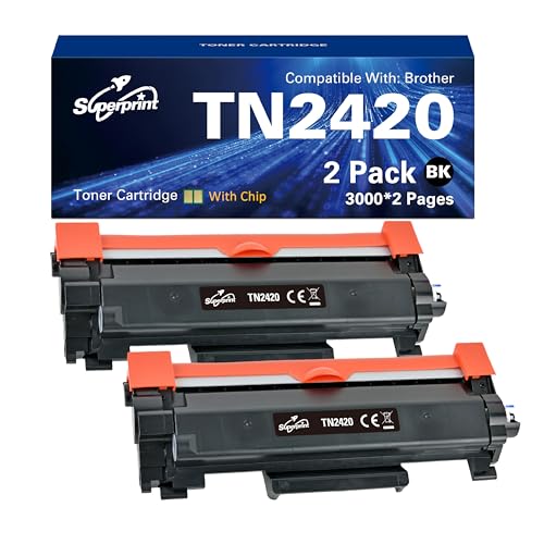 Superprint TN2420 Cartouche d'impression noire compatible avec Brother HL-L2350DN HL-L2370DN DCP-L2510D DCP-L2530DW MFC-L2710DN MFC-L2750DW TN-2420 TN-2410