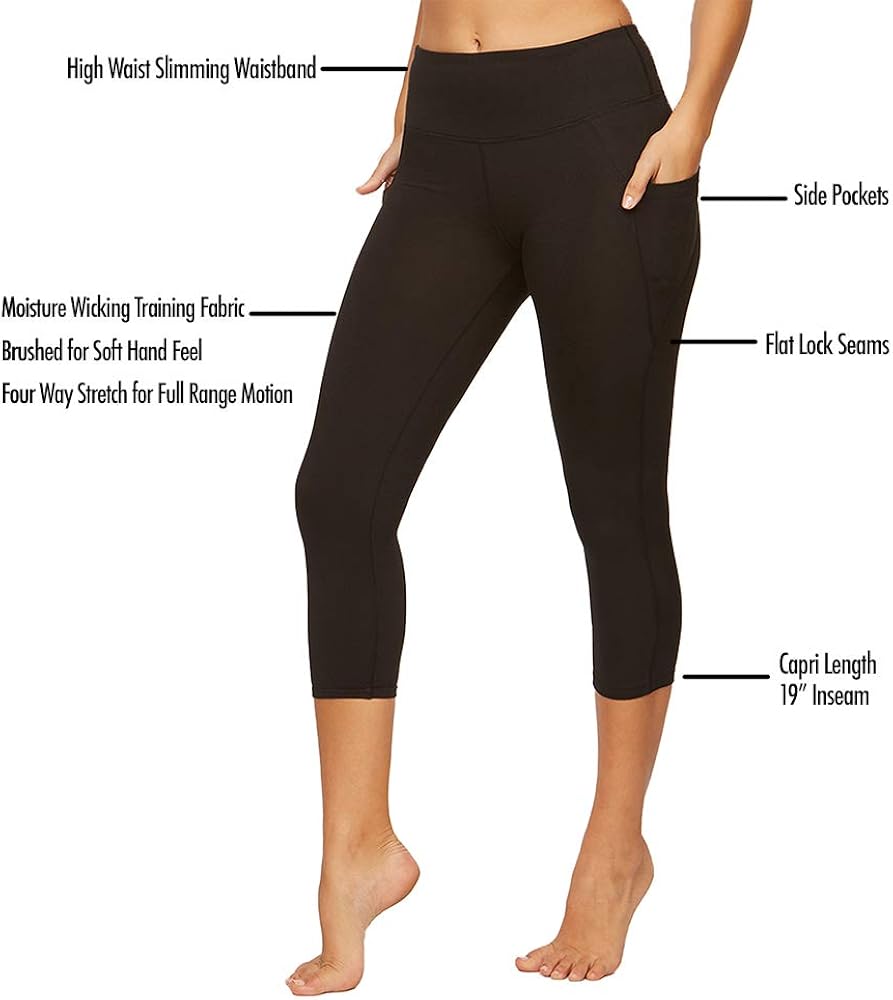 Colosseum Active Women's Nadia High Rise Spandex Blend Capri Legging with Pockets : Sports & Outdoors