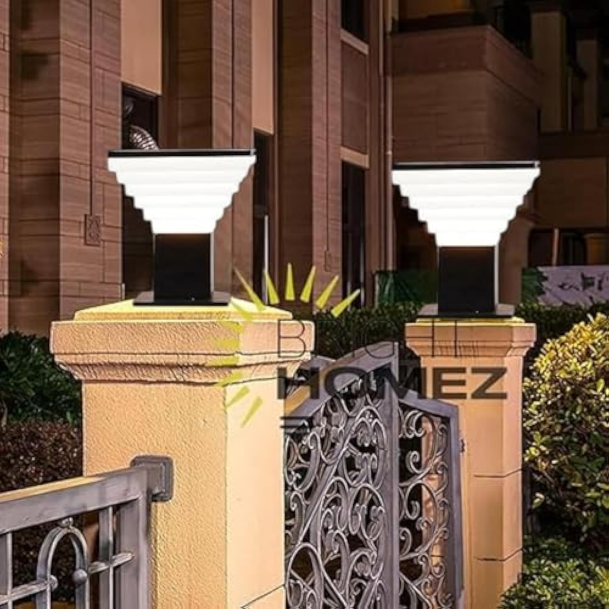 Metal Outdoor Gate Light for Pillar, Pack of 4