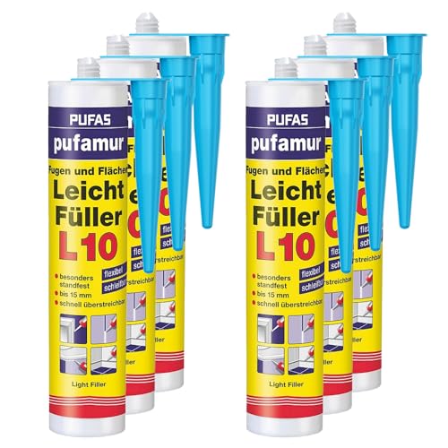 6x PUFAS Pufamur Fugen und Flächen Leichtfüller L10 310ml inklusive kör4u Tülle (6)