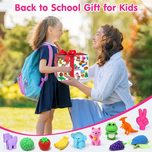 image for Arscniek 140 Pack Animal Erasers for Kids, Take Apart Mini Pencil Eras