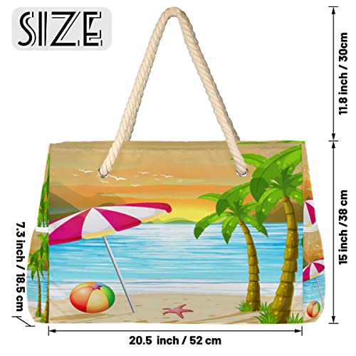 cfpolar Bolsa de praia feminina com palmeira de sol, estrela-do-mar, impermeável, bolsa de piscina,