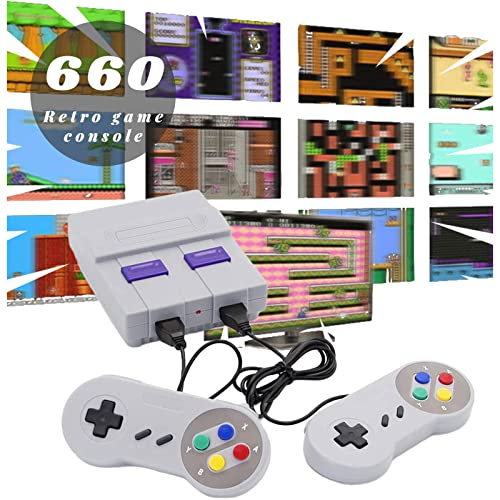 660 Retro Game Console,Classic Mini Game System with Build-in Video Games and 2 Controllers,AV and HDMI Output,An Ideal Retro Toys or Gift for Kids.