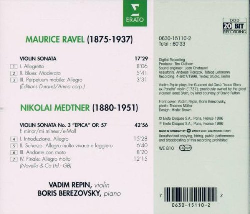 Vista 2 de Ravel Violin Sonata Medtner Violin Sonata 3 Epica