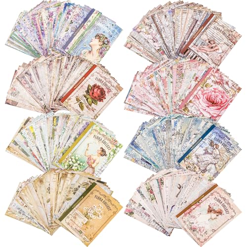 Elsjoy 320 Sheet 8 Pad Vintage Scrapbook Paper, 5x7 inch Junk Jou...
