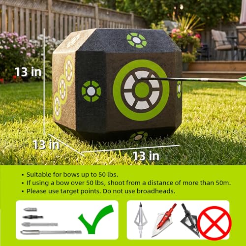 Image of Dice Archery Target, All-Side Foam Archery Target Block, Outdoor Portable Arrow Target with Carry Handle, Cube Shooting Target for Compound Bows&Recurve Bows Hunting Practice