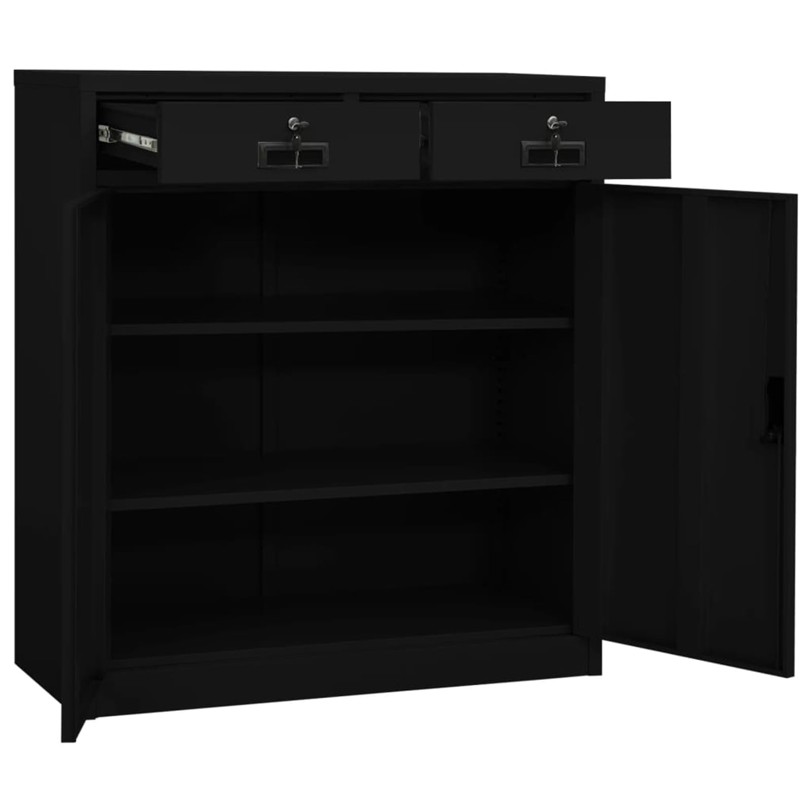 Armadio da ufficio in acciaio, 90 x 40 x 102 cm, con 2 cassetti e ripiani, per ufficio e archivio documenti
