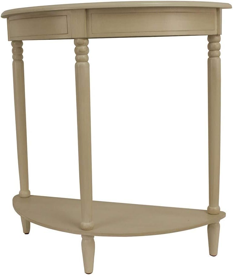 Decor Therapy Simplify Half Round Accent Storage Shelf Side Table, 28.5" x 28.5" x 12", Antique White