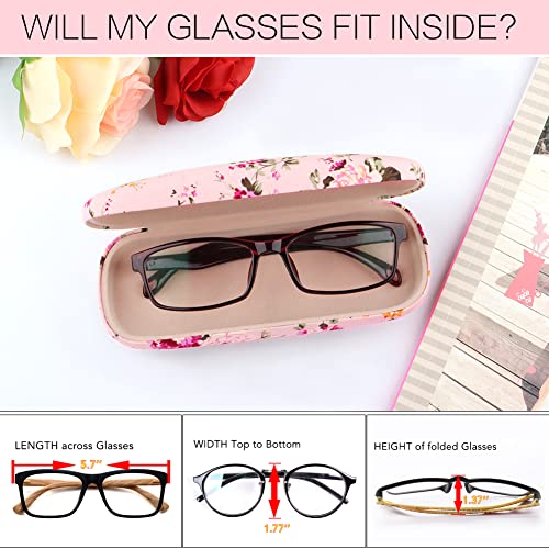 Image of Glasses Case Hard Shell Eyeglass Case for Women Fabrics Floral Retro Spectacle Case Box Portable
