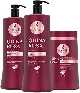 Kit Haskell Quina Rosa Shampoo 1 Litro 1 Condicionador 1 Litro 1 Mascara 900ML