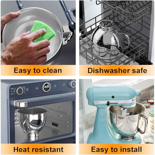 Tazón Mezclador Acero Inoxidable 5QT con Asa Compatible KitchenAid miniatura 6
