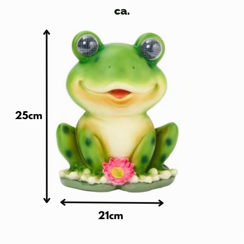 Garden Mile Solar-Frosch Gartenfigur mit blinkenden LED-Augen, 25 cm, wasserdicht, Kunstharz, Tier, Outdoor, Terrasse, Rasen und Weg, lustige Dekoration Geschenk