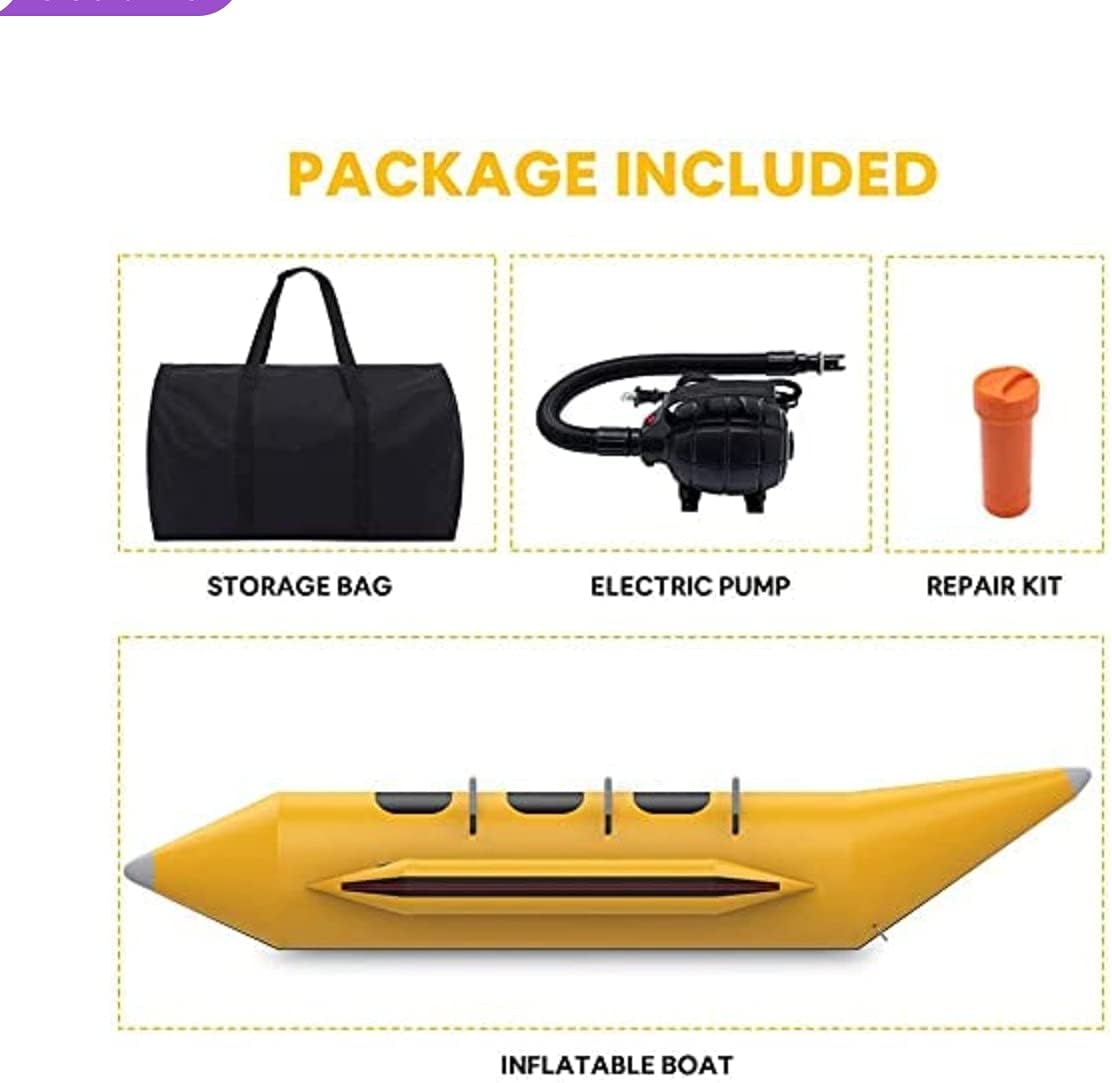 Heavy Duty Inflatable Banana Towable Tube for Boating with 3 Seats and Electric Blower