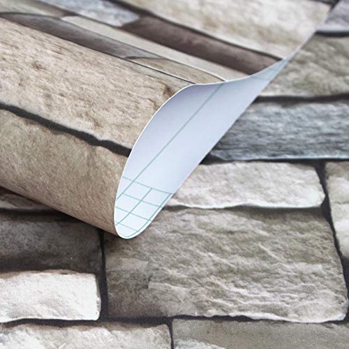 Ohmywor Tapete Steinoptik Selbstklebend, Braun, 45 x 1000 cm – Ansicht 2