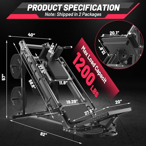 Image of GarveeLife Leg Press Hack Squat Machine, 2 in 1 Leg Press Machine for Home Gym with Linear Bearing, Specialty Hack Squat Machine with Calf Block for Full Lower Body Workout, Red