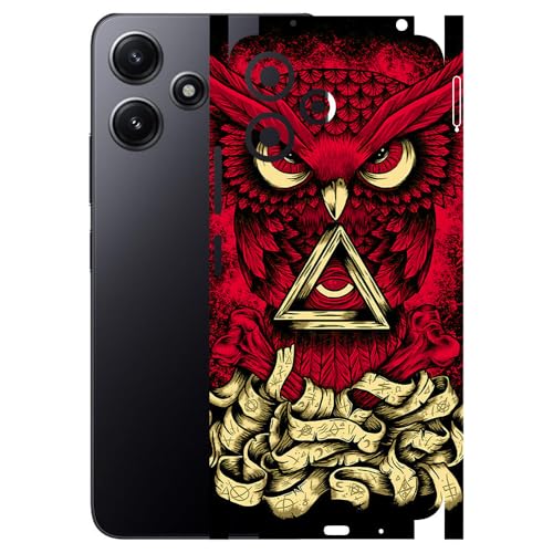 Image of AtOdds - Full Body Back Screen Guard Protector Film - Lamination Wrap Skin Sticker Compatible with REDMI 12 (5G) | Scratchproof Matte Finish (Design - Red Owl)