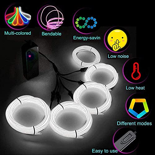 Image of MaxLax EL Wire White, Neon Wire Light 5 in 2 Meter, Electroluminescent Wire for Halloween Decoration, Christmas Party, DIY Decoration