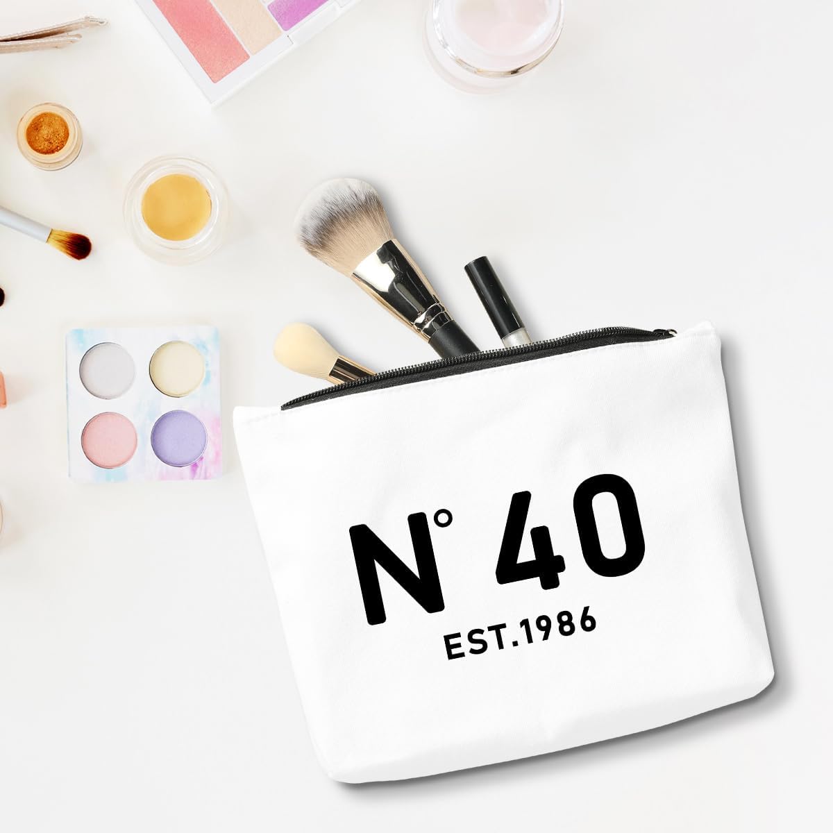 Funny 40th Birthday Gifts Women Makeup Bag, Happy Anniversary 40th Birthday Party Decorations Woman Makeup Pouch, 40 Year Old Birthday Gifts for Women Ideas Cosmetic Bag - Image 3