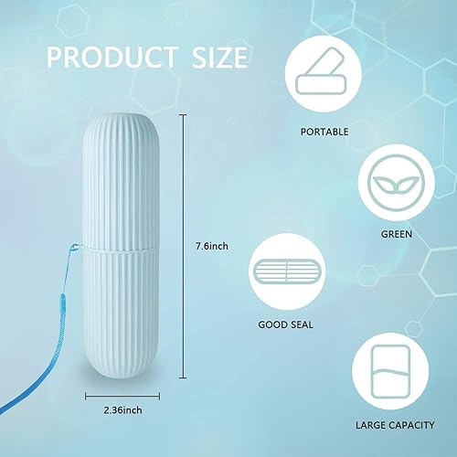 Miniatura 2 de Estuche portátil para cepillos de dientes de viaje, 2 unidades, organizador portátil para viajes de negocios y uso diario (rosa y azul)