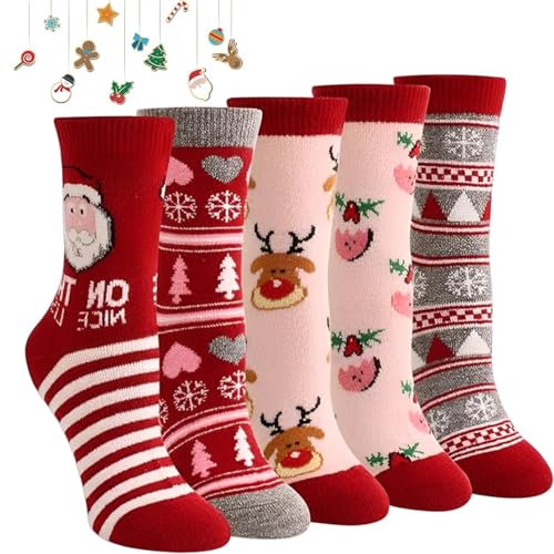 Scinzene 5 Paar Weihnachtssocken Damen, Socken Weihnachten,...