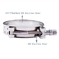 Vista 2 de 2 piezas de abrazaderas de acero inoxidable con perno en T, rango de abrazadera 1.4"-1.7" (36-44mm) para manguera de entrada turbo