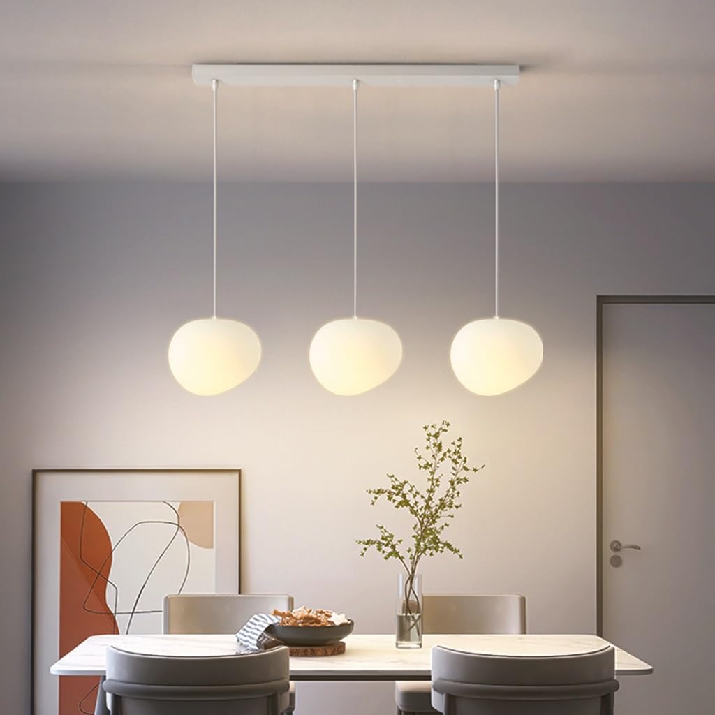 HYQJUNE Modern E27 Hanging Lamp Pebble Pendant Lamps Living Room Lights PVC Lampshade Staircase Pendant Lights Xuanguan Bedroom Dining Room Kitchen Lamp Height Adjustable Lamps(Warm Light,3-Head B)