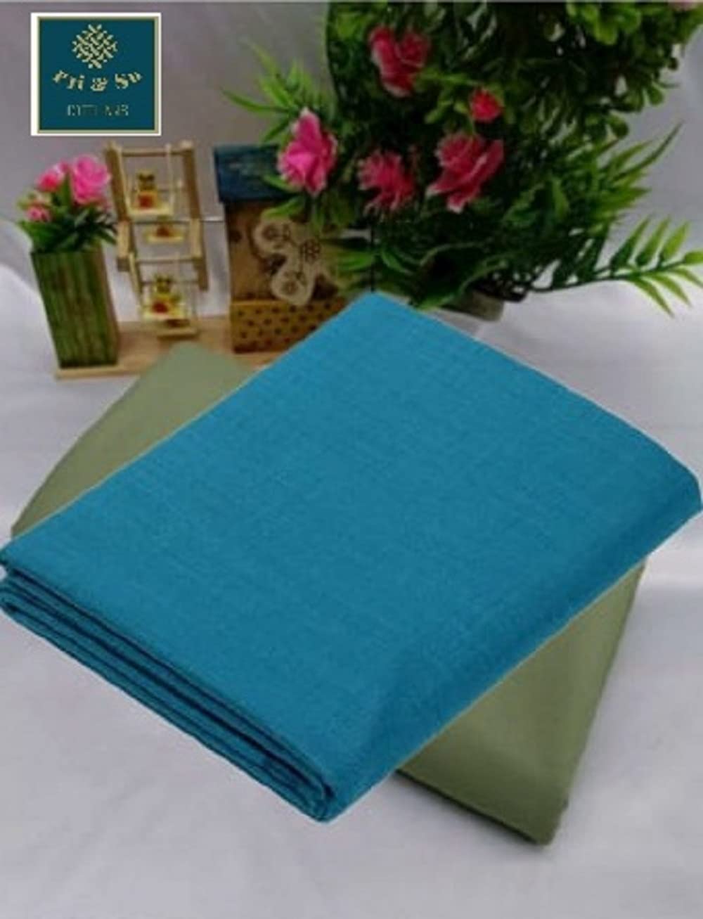 Pri & Su CottLinns Combo of Lycra Blend Solid Shirt & Trouser Fabric 900255 (green2 - Grey Green)-picture-21