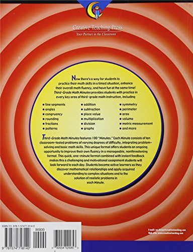 Creative Teaching Press Math Minutes Book, Grade 3 (One Hundred Minutes To Better Basic Skills) #TOP1