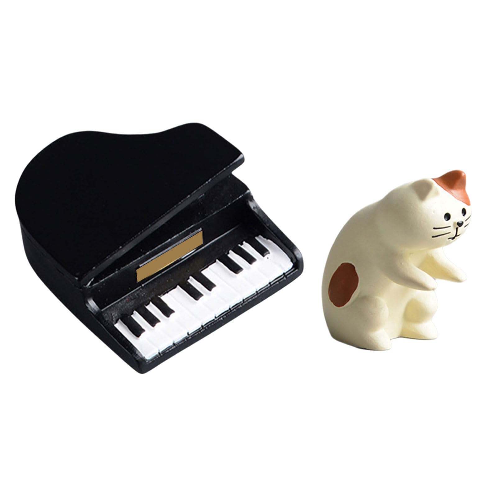 Tsophreniq Cats Pianist Sculptures Set 2Pcs Cats and Piano Miniature Models Ornaments for Car Dashboards and Decors and Piano Models