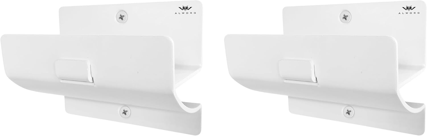 Ladder Hangers for Garage Wall - Set of 2 Ladder Hooks - Use as Ladder Holder Wall Mount or Step Ladder Hanger White Pack of 2 Hooks