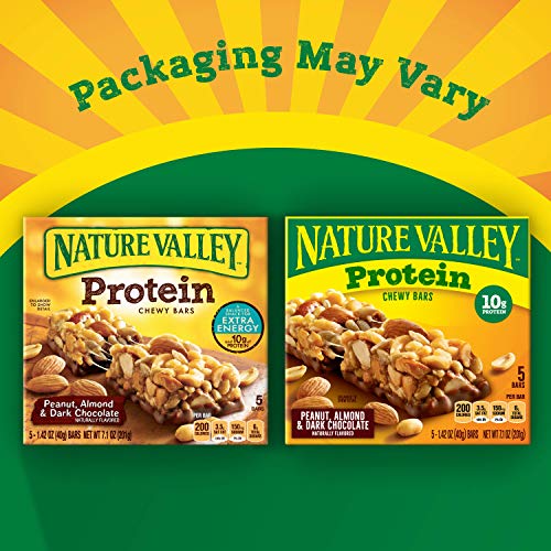 Image of Nature Valley Chewy Protein Granola Bars, Peanut Almond Dark Chocolate, 5 Bars, 7.1 OZ (Pack of 3)