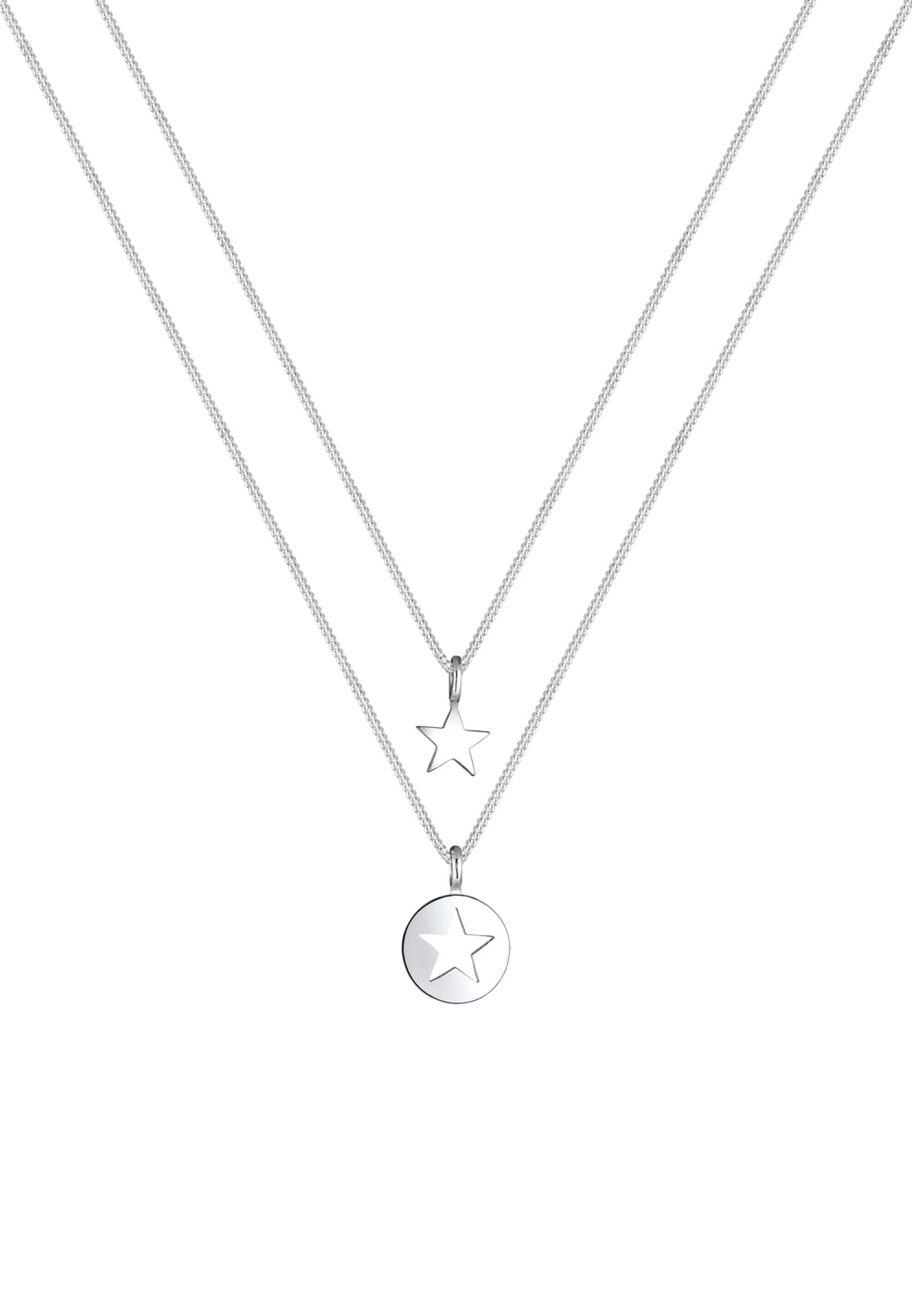 Elli Collares Mujeres Juego Colgante de Estrella Cut-Out Madre Hijo en Plata de Ley 925