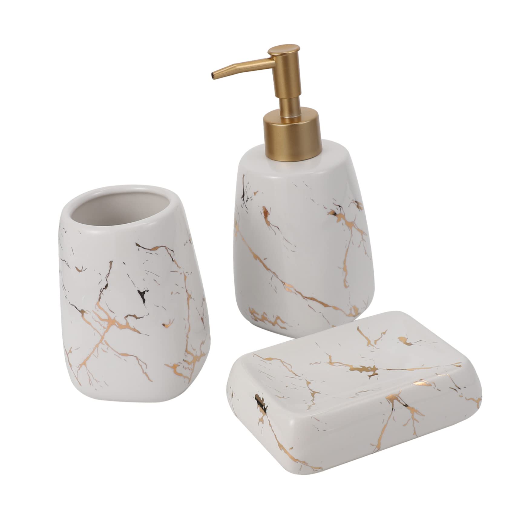 Juego de Accesorios de Baño de 3 Piezas en Cerámica Color Blanco