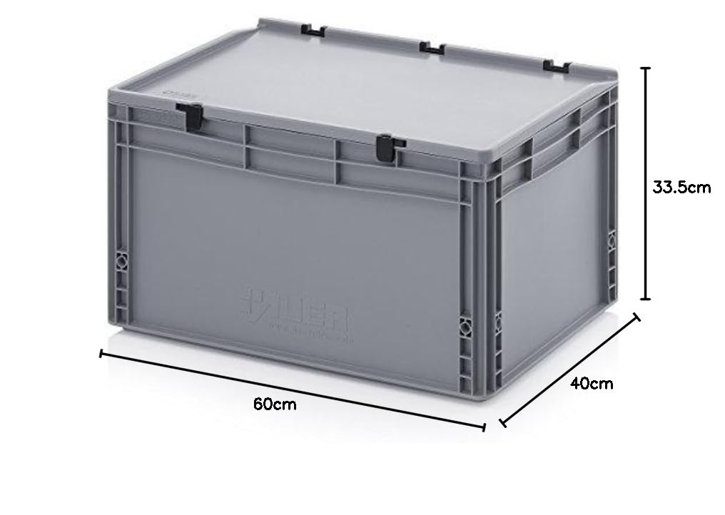 Auer Packaging 2x Eurobehälter 60 x 40 x 33,5 mit Scharnierdeckel inkl. gratis Zollstock 2er Set