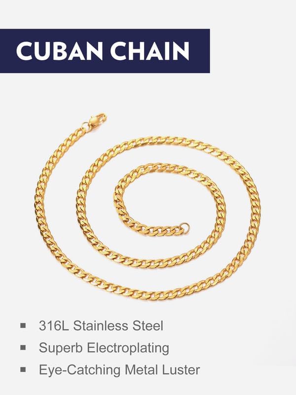 Miniatura 8 de Bandmax 316L Stainless Steel Men Cuban Curb Link Chain Necklace Gift 3mm6mm9mm12mm Width Heavy Dense Punk Miami Necklace For Men Women 14Inch-30Inch