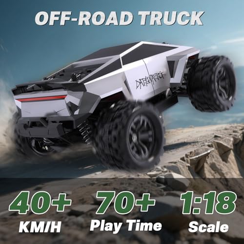 Image of Fast RC Cars for Adult, 1:18 Fast Remote Control Car 40KMH, 2.4GHz High Speed RC Truck 4WD, Waterproof Monster RC Truck with 2 Rechargeable Batteries, Birthday Gifts for for 8+ Year Old Boys Adults