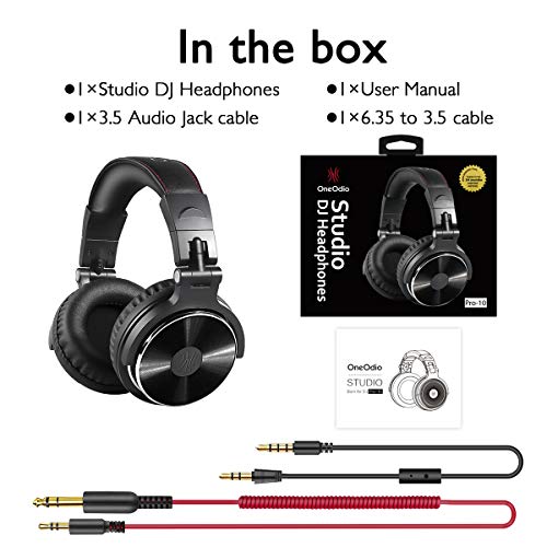 Oneodio Wired Over Ear Headphones Hi-Res Studio Monitor & Mixing Dj Stereo Headsets With 50Mm Neodymium Drivers And 1/4 To 3.5Mm Audio Jack For Amp Computer Recording Phone Piano Guitar Laptop - Black #TOP6