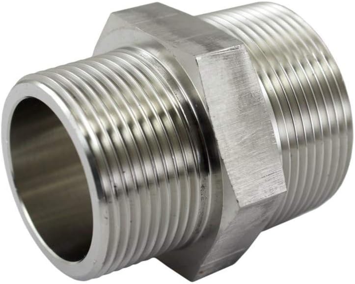 Duda Energy Reducing Nipple 1-1/2" x 1-1/4" Male NPT 304 Stainless Steel Pipe Fitting 1.5..., 5 Pack