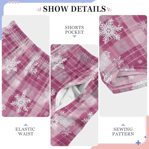Pajama Bottoms, Cute Snowflakes Checkered Pajamas Pant Sleep Long Pants Lounge Wear Sleepwear Soft Pjs4