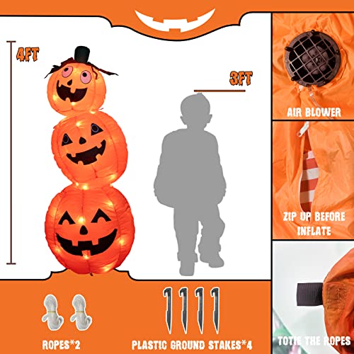 Vanthylit Halloween Inflatable Pumpkin Tumbler Outdoor Decoration With 4Ft 52Lt Build-In Orange Led Lights,Blow Up Stacked Pumpkin For Halloween Decorations Indoor And Outdoor Yard Garden Lawn Party #TOP1