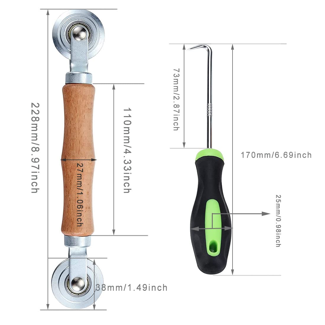 Rullo Per Zanzariera VIVIIHOO Con Manico Legno - Gancio Per Installazione Reti E Guarnizioni Finestre - Foto 10